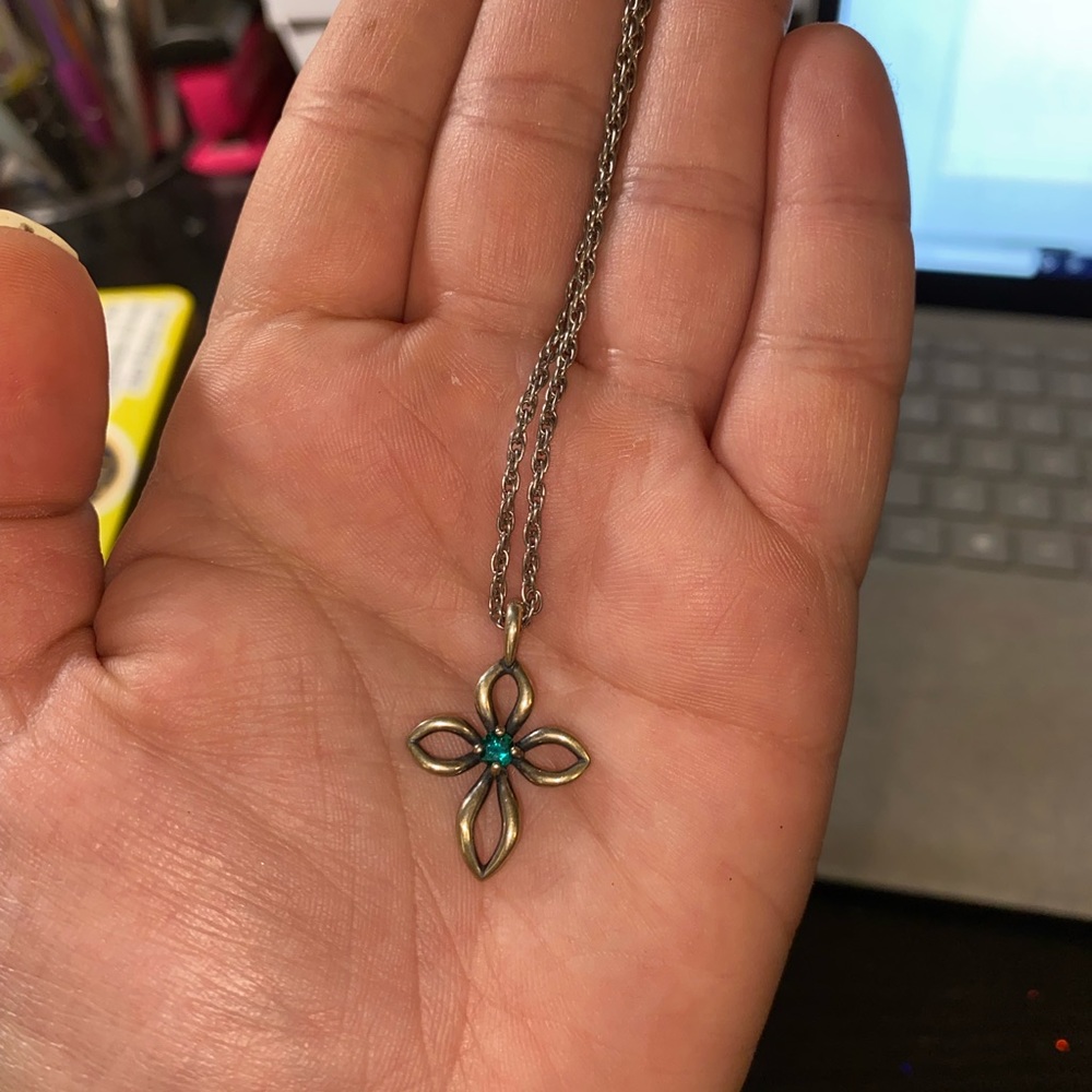 NWOT James Avery Cross Necklace with Emerald Stone